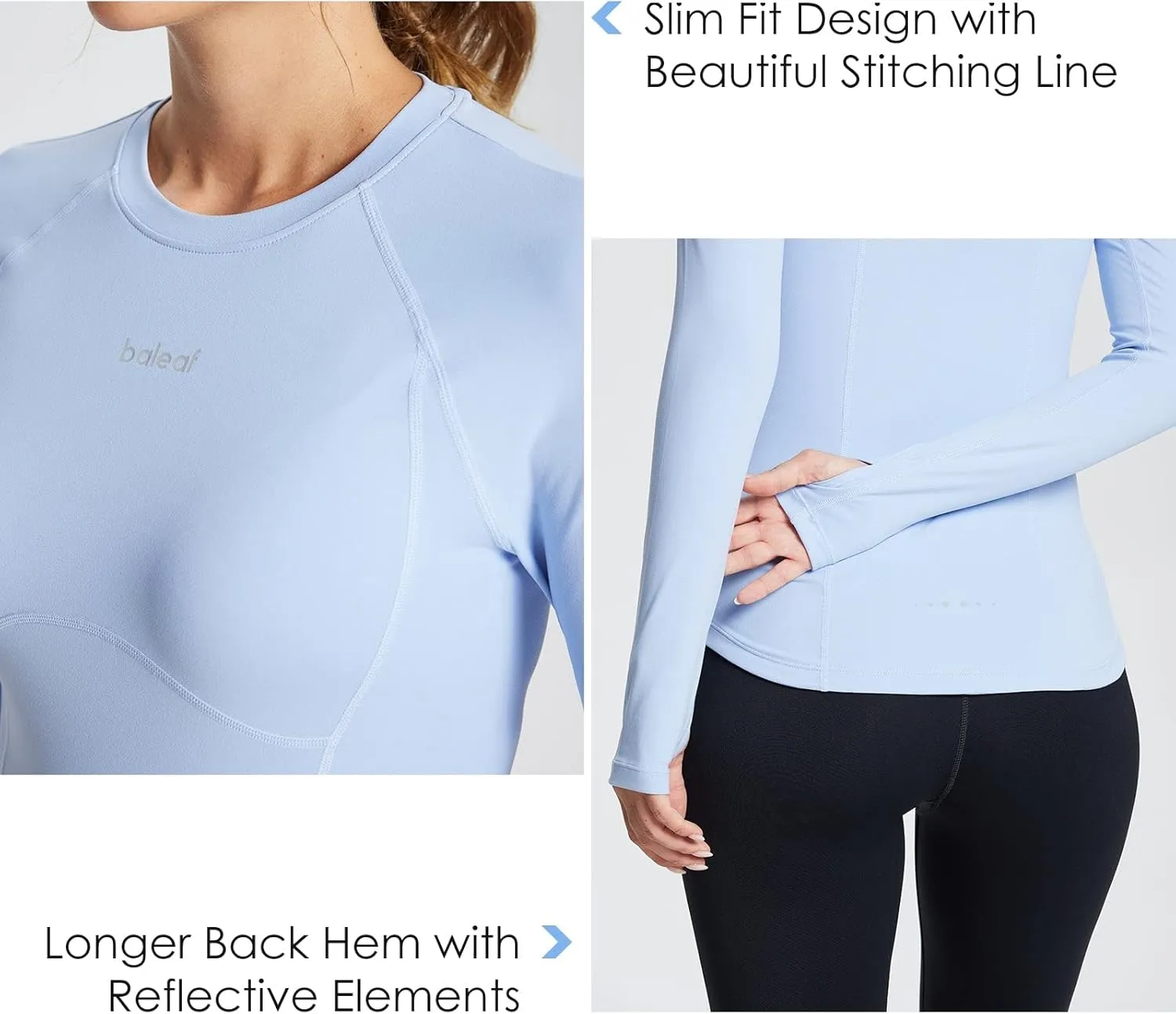 baleaf Women's Long Sleeve Workout Tops Compression Running Shirts Fitted Athletic Warm Thumbholes Quick Dry Yoga