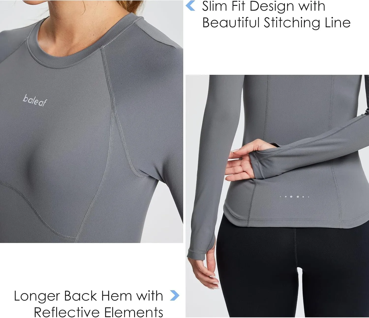 baleaf Women's Long Sleeve Workout Tops Compression Running Shirts Fitted Athletic Warm Thumbholes Quick Dry Yoga
