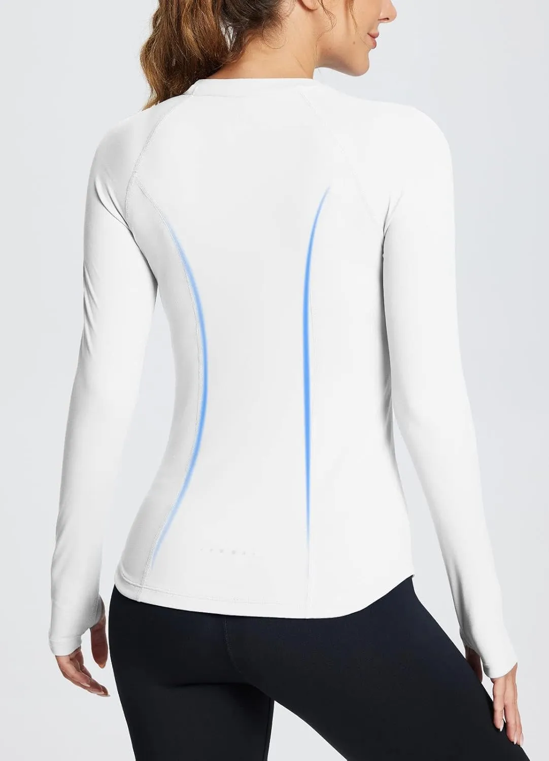 baleaf Women's Long Sleeve Workout Tops Compression Running Shirts Fitted Athletic Warm Thumbholes Quick Dry Yoga