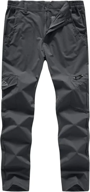 BASUDAM Men's Cargo Hiking Pants Quick Dry Lightweight Stretch Water Resistant Summer Outdoor Work Travel with Pockets