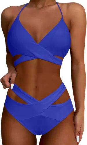 Bathing Suit for Women Camisole Crisscross Bikini Push Up Two Piece High Waisted Cool Western Womens Swimsuits Bikini