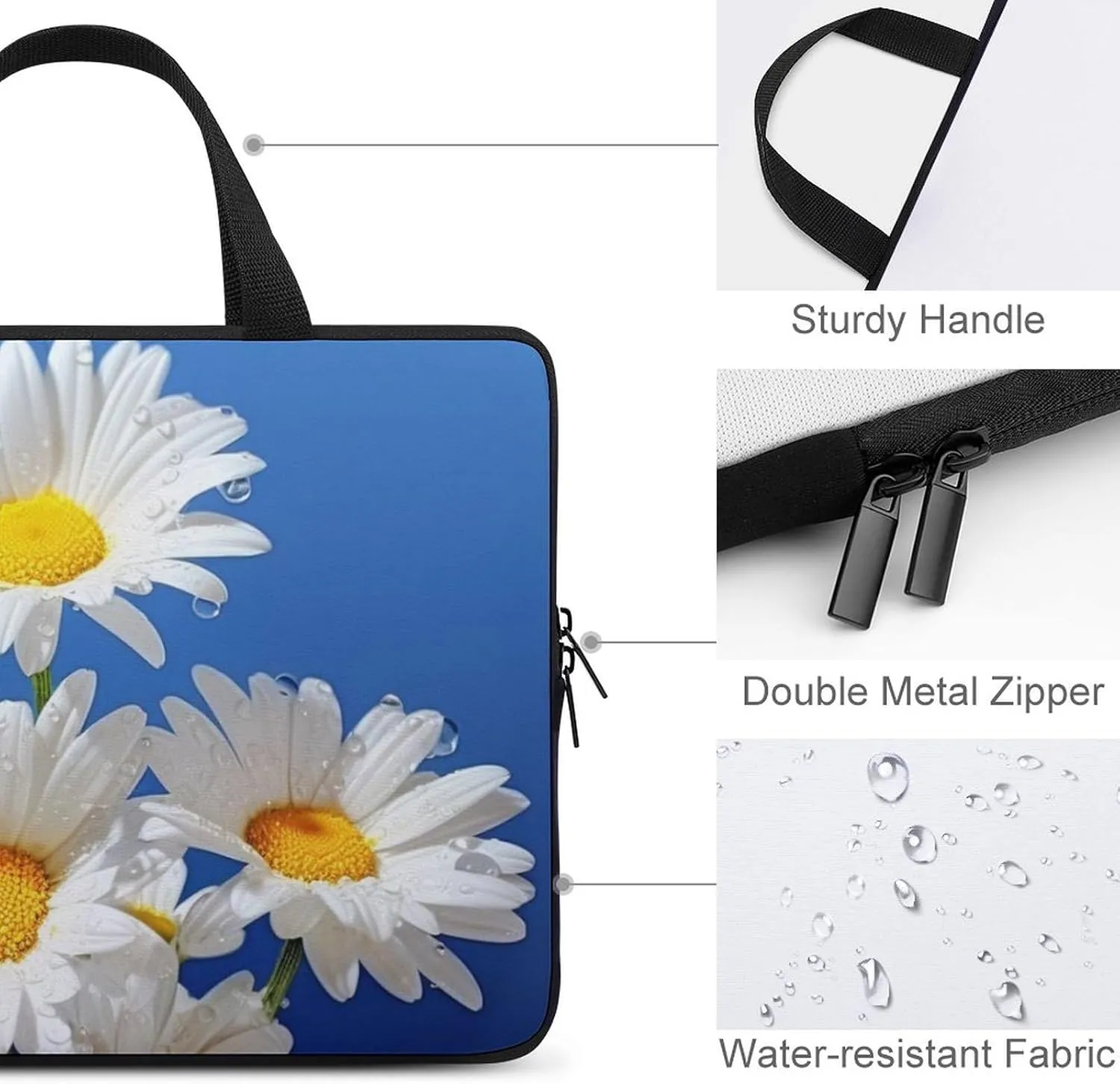 Beautiful Daisy Laptop Bag Durable Laptop Sleeve Water-Resistant Notebook Bag for Computer Or Tablet