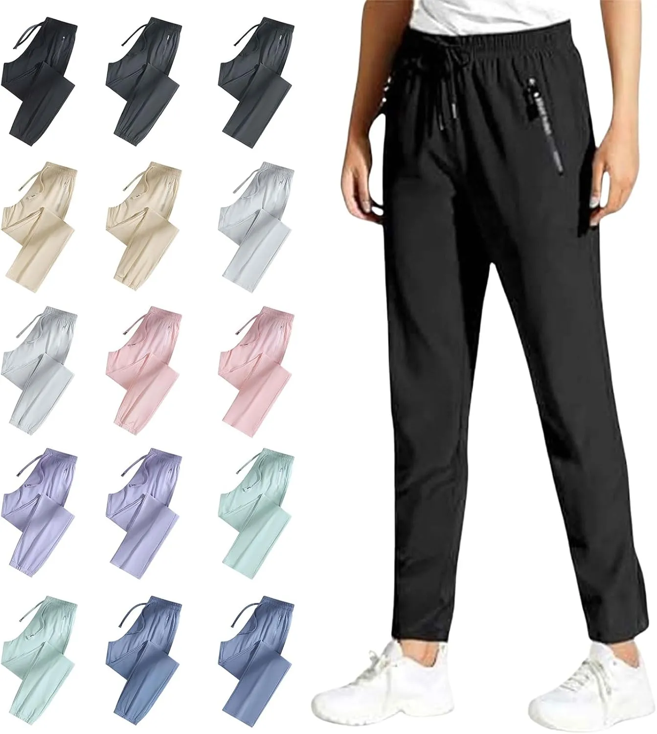 Beeswan Pants for Women Men Palcomfy Stretch Quick Dry Pants Drawstring Breathable Trousers Slim Fit Comfy Trousers