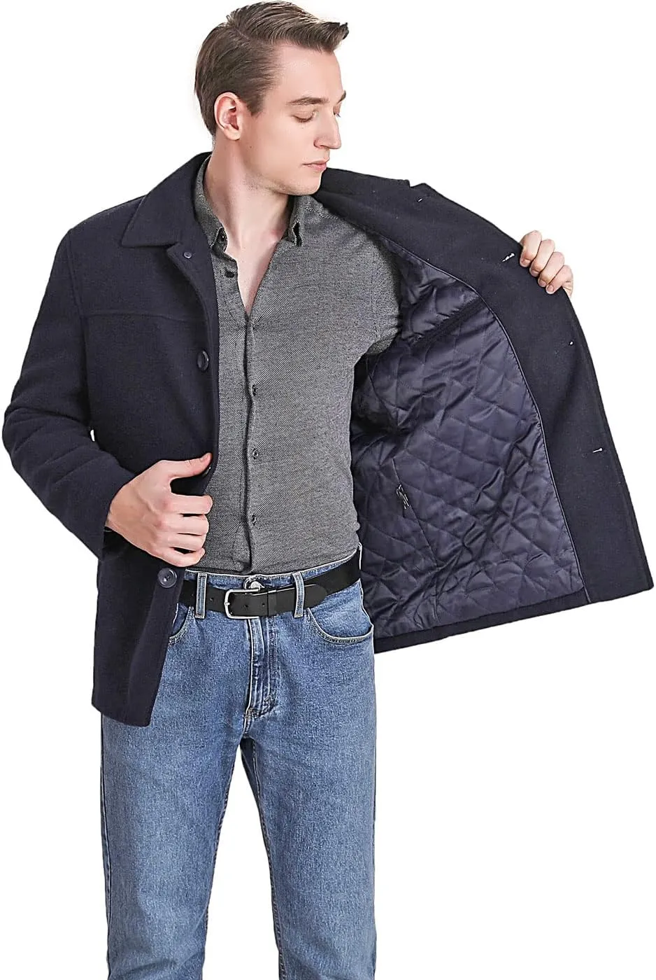 BGSD Men Matthew Wool Blend Single Breasted Walking Car Coat (Also available in Big and Tall)