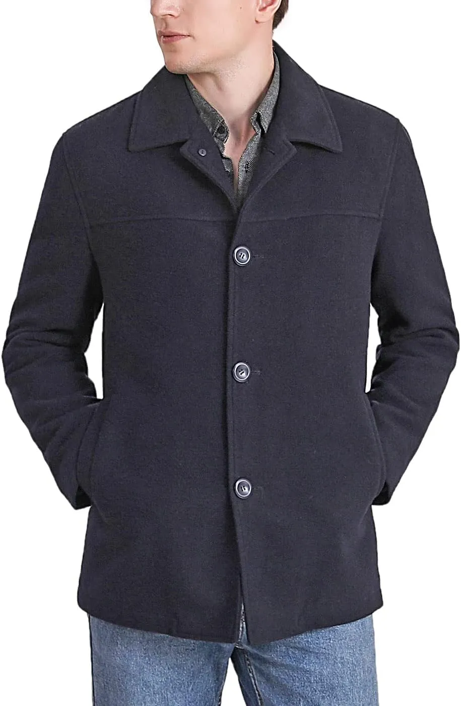 BGSD Men Matthew Wool Blend Single Breasted Walking Car Coat (Also available in Big and Tall)