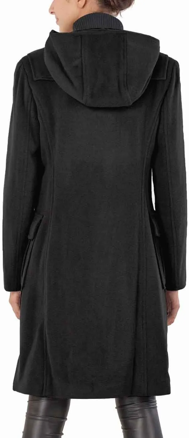 BGSD Women Lisa Wool Blend Hooded Long Walking Toggle Duffle Coat (Also available in Plus Size)