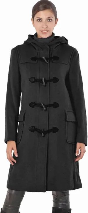 BGSD Women Lisa Wool Blend Hooded Long Walking Toggle Duffle Coat (Also available in Plus Size)