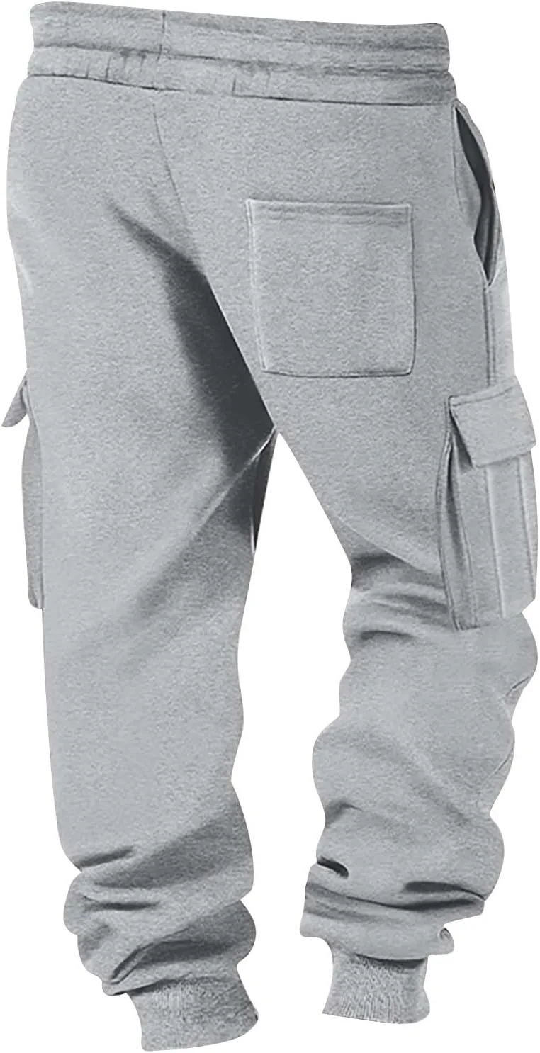 Big and Tall Joggers for Men Casual Warm Fleece Sweatpants with Pockets Darwstring Waist Baggy Cargo Work Pants