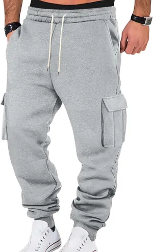 Big and Tall Joggers for Men Casual Warm Fleece Sweatpants with Pockets Darwstring Waist Baggy Cargo Work Pants