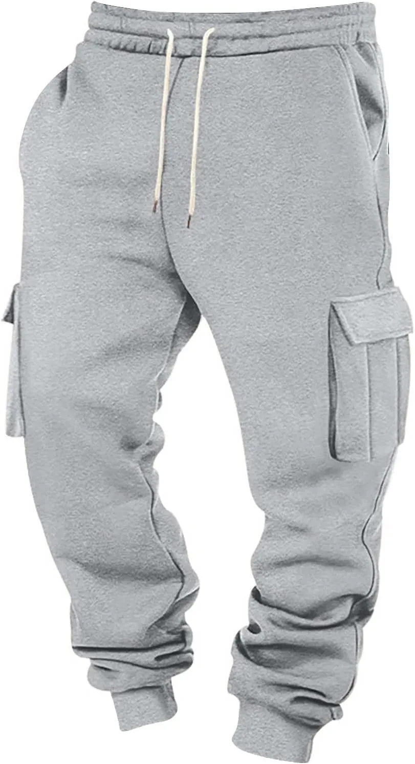 Big and Tall Joggers for Men Casual Warm Fleece Sweatpants with Pockets Darwstring Waist Baggy Cargo Work Pants