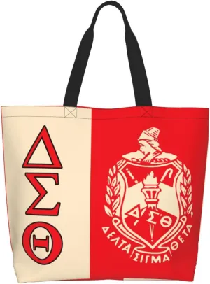 Big Little Sorority Gifts Paraphernalia for Women, Large Capacity Shopping Tote Bag, Water-Resistant Material