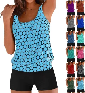 Bikini Sets for Women Summer Beach Two Piece Tankini Swimsuits Blouson Swim Tank Top with Shorts Modest Bathing Suit