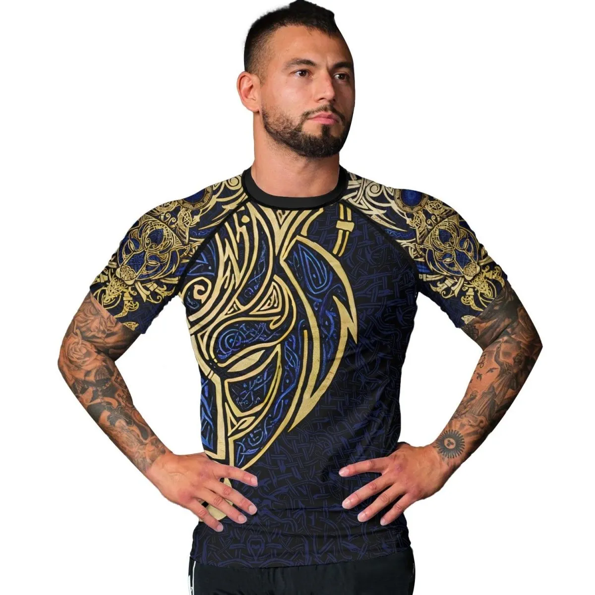 Bjrn Viking Lion King Men's Short Sleeve Rash Guard