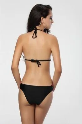 Black Deep Plunge Monokini One Piece Swimsuit Swimwear