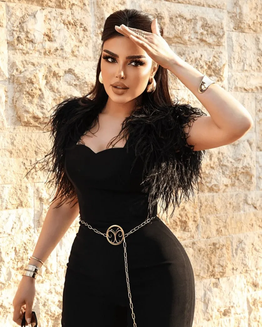 Black Feathers Jumpsuit