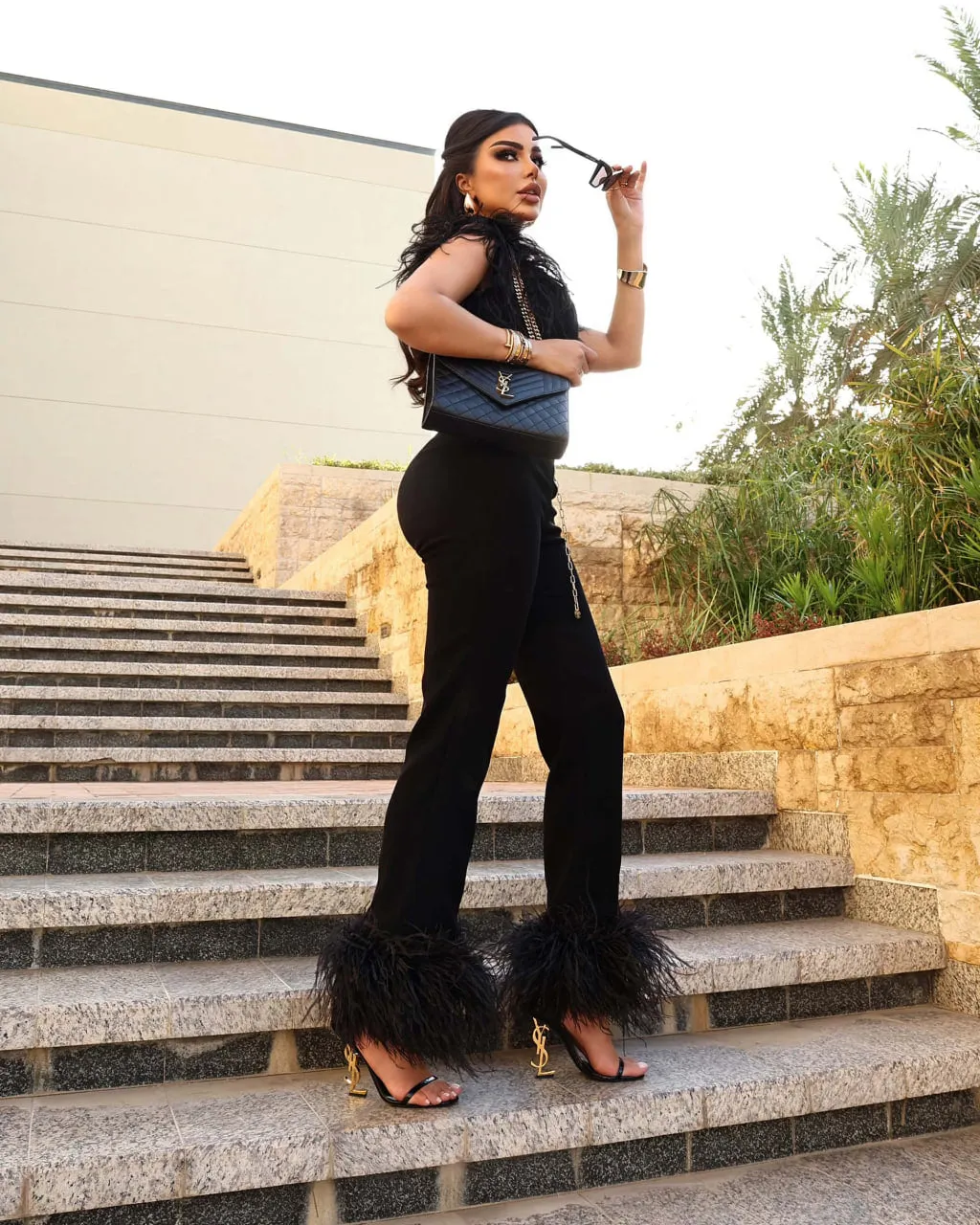 Black Feathers Jumpsuit