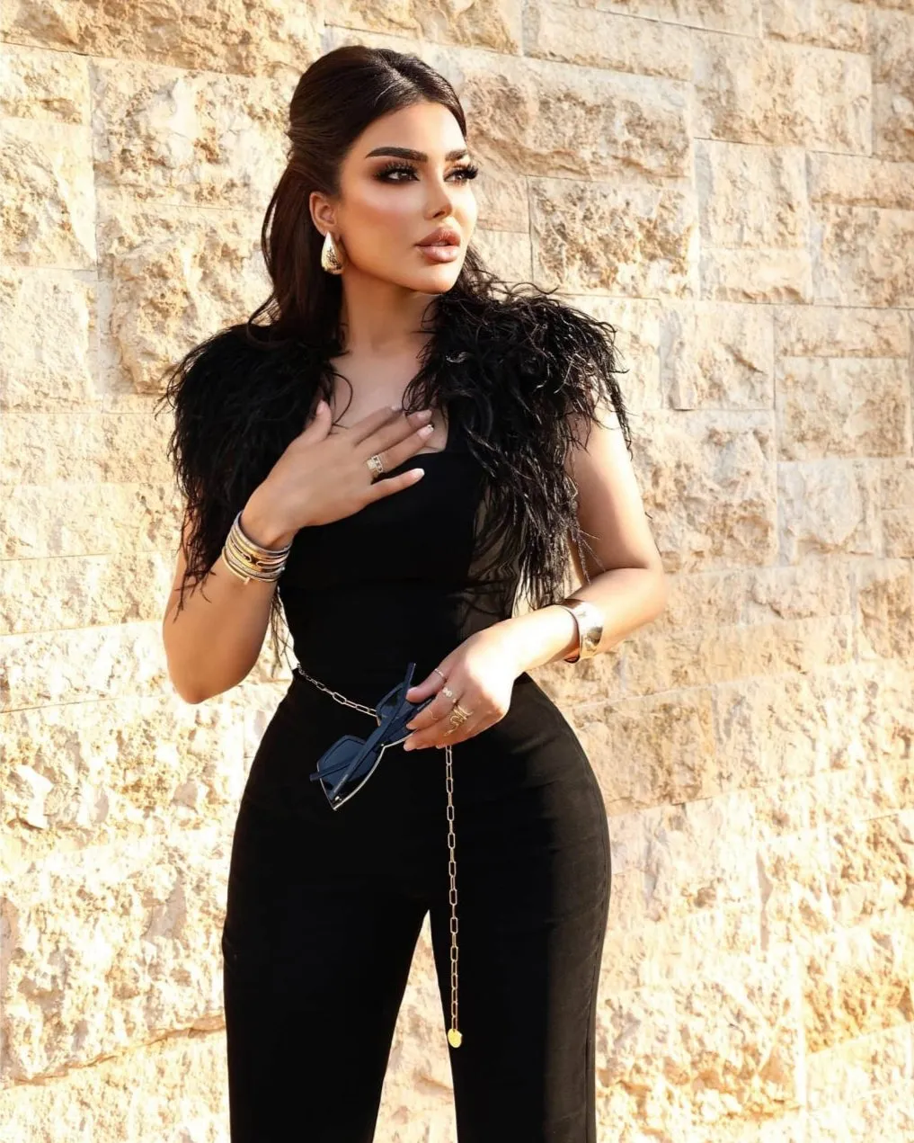 Black Feathers Jumpsuit