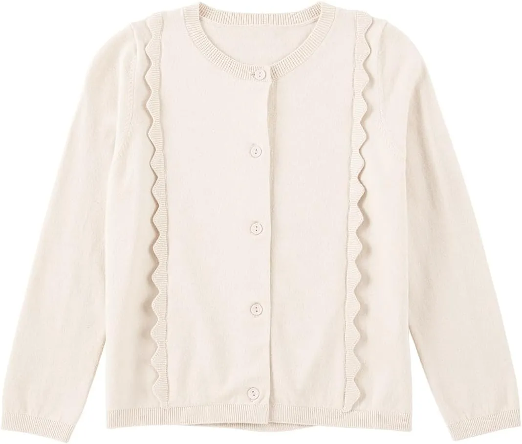 blibean Girls School Sweaters Uniforms Cardigan Kids Ruffles Tops Size 6-15 Years