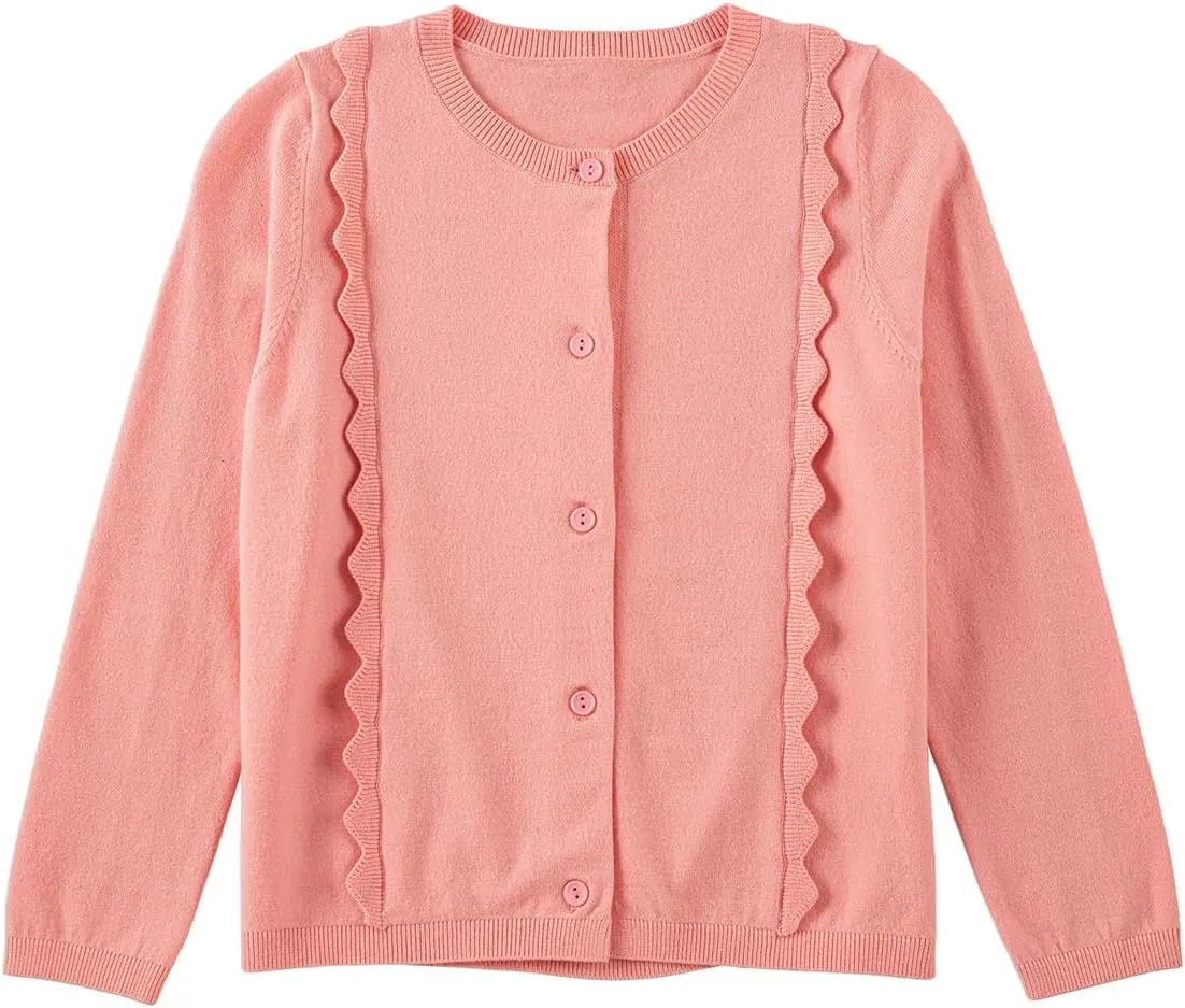 blibean Girls School Sweaters Uniforms Cardigan Kids Ruffles Tops Size 6-15 Years