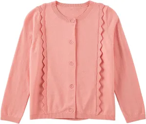 blibean Girls School Sweaters Uniforms Cardigan Kids Ruffles Tops Size 6-15 Years