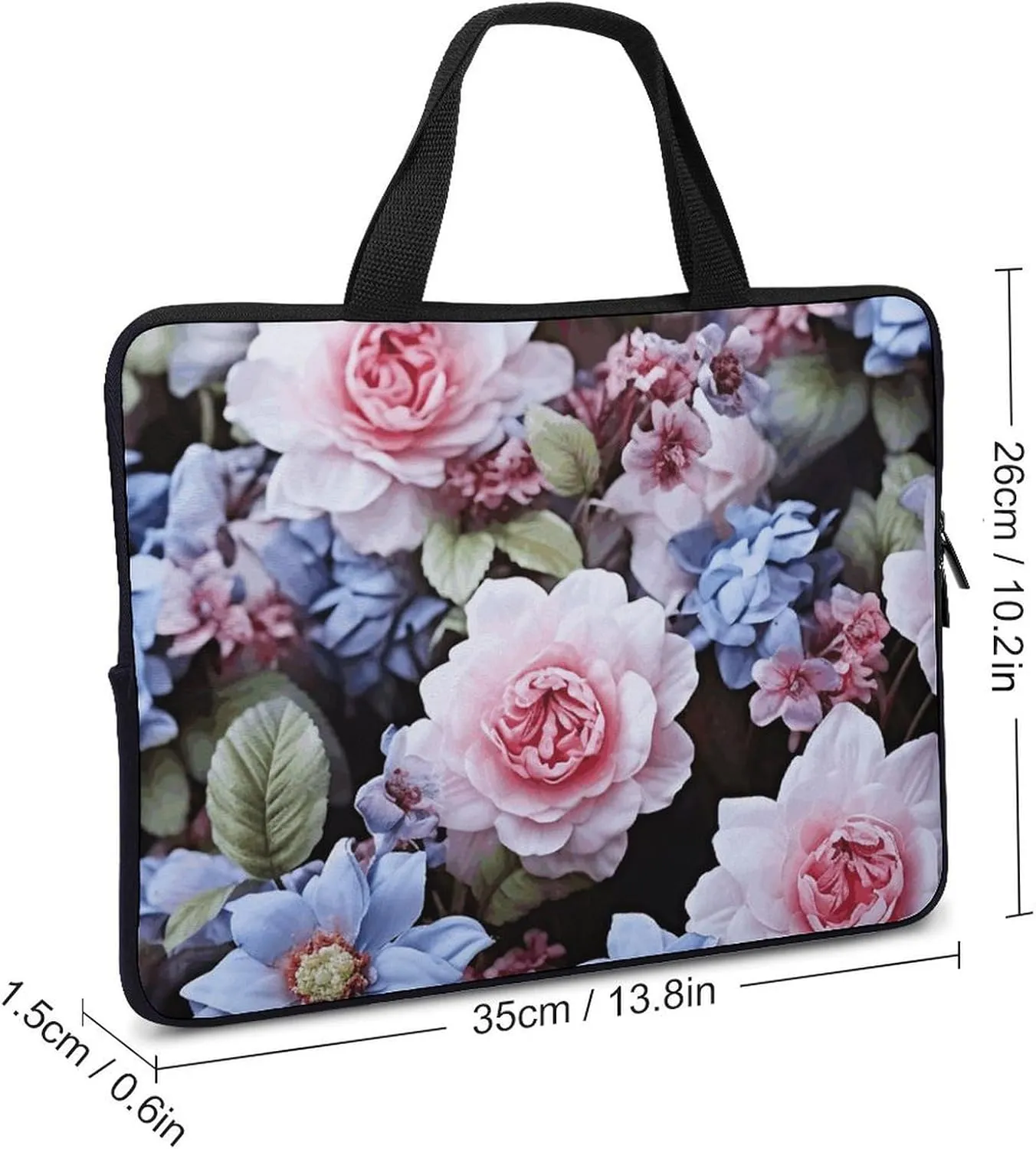 Blue Flowers Laptop Bag Durable Laptop Sleeve Water-Resistant Notebook Bag for Computer Or Tablet
