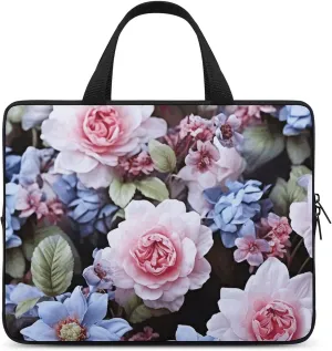 Blue Flowers Laptop Bag Durable Laptop Sleeve Water-Resistant Notebook Bag for Computer Or Tablet
