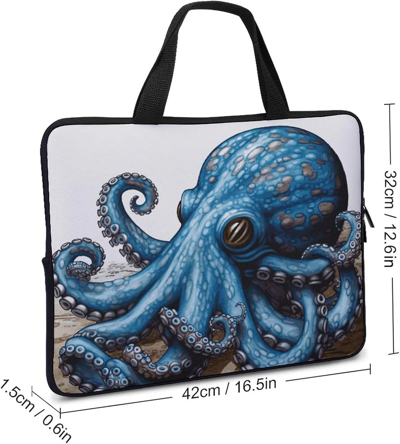 Blue Octopus Laptop Bag Durable Laptop Sleeve Water-Resistant Notebook Bag for Computer Or Tablet