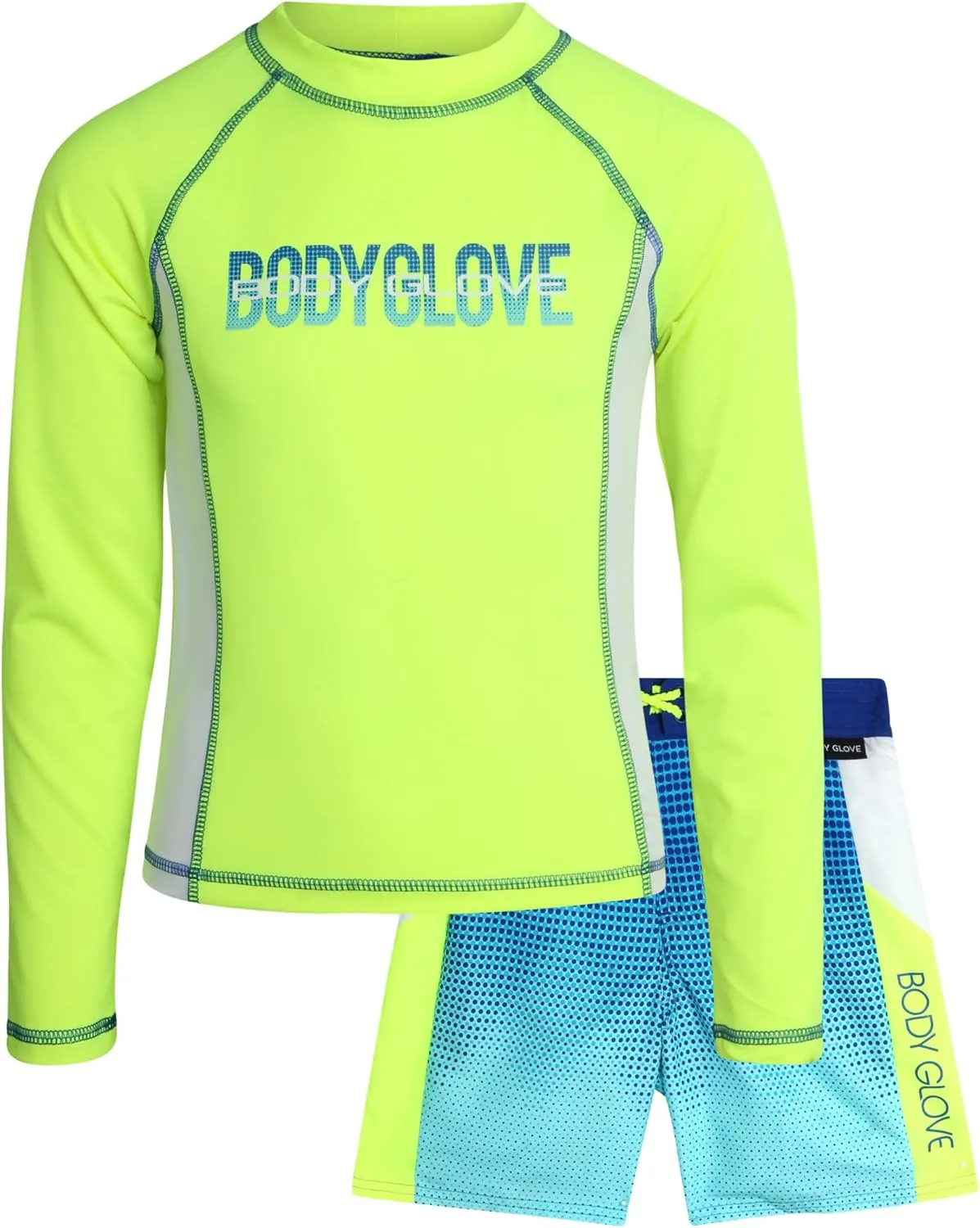 Body Glove Boys' Rash Guard Swim Set - 2 Piece UPF 50  Swim Shirt and Bathing Suit Trunk for Boys (4-12)