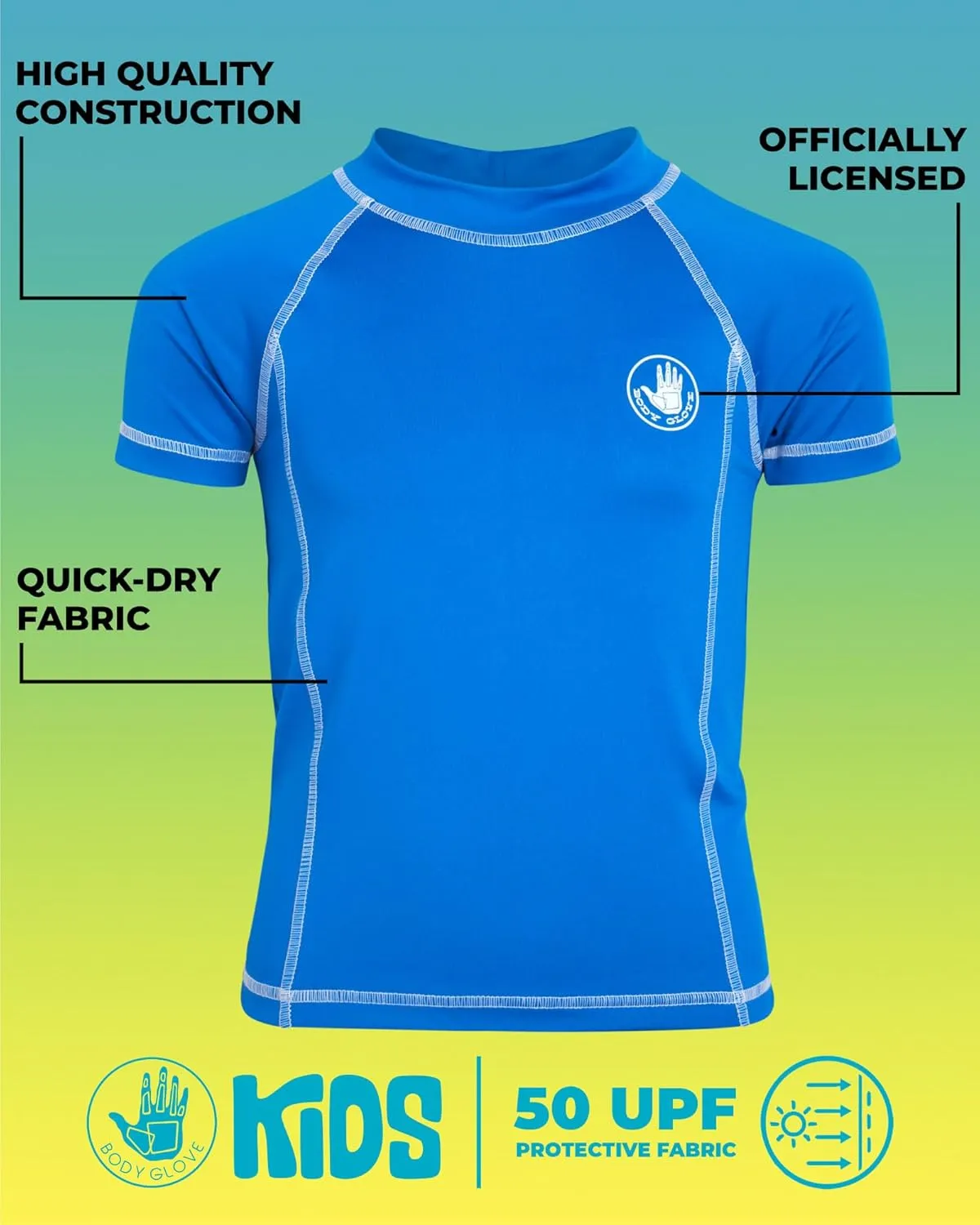 Body Glove Boys Swim Shirt - 2 Pack UPF 50  Quick Dry Sun Protection Short Sleeve Rash Guard for Boys Kids Swimwear (2T-14)