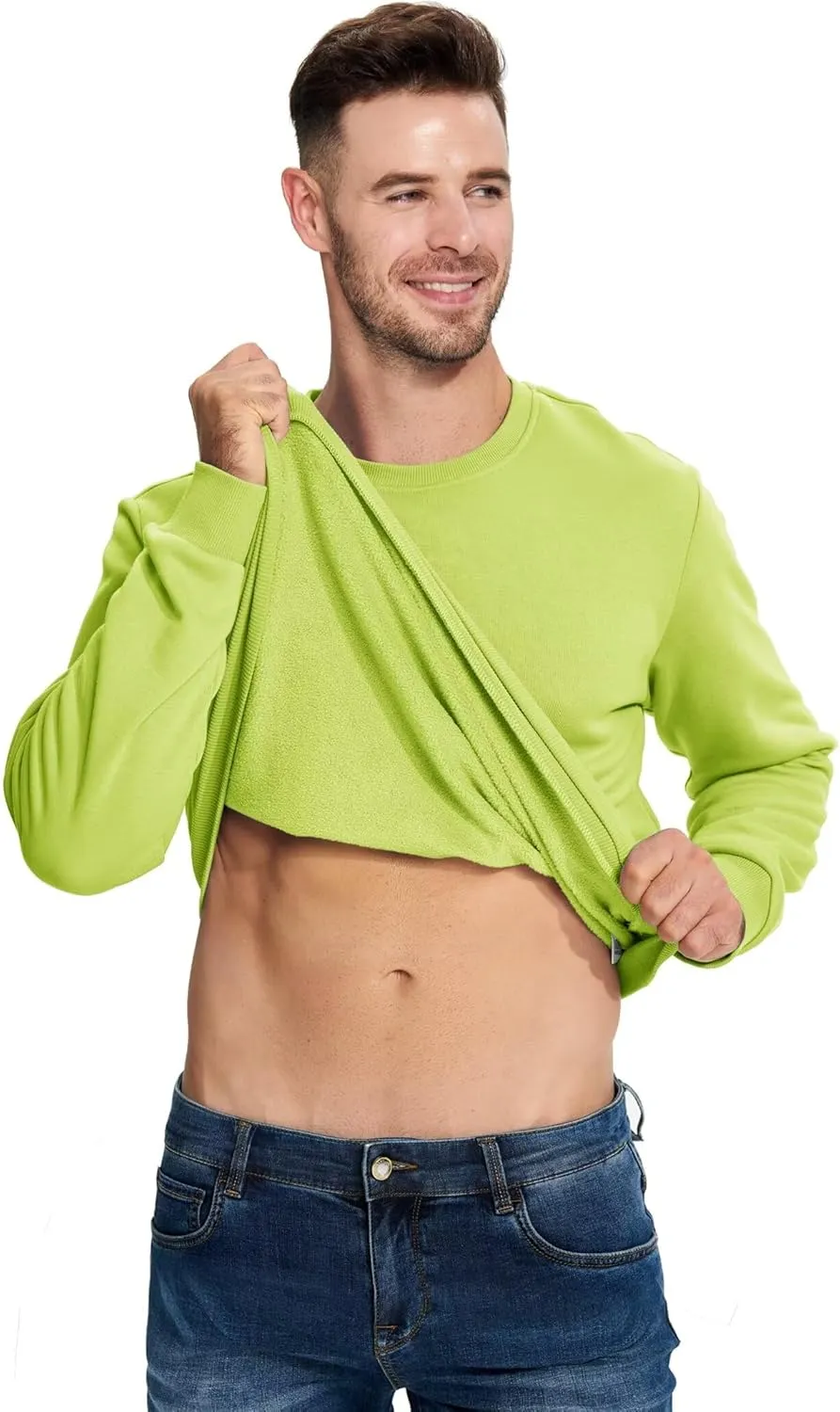Boladeci Men's Crewneck Sweatshirt Fleece Lined Long Sleeve No Hood Winter Thermal Workout Casual Pullover Sweat-Shirts