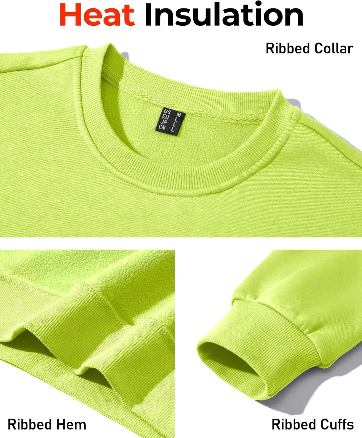 Boladeci Men's Crewneck Sweatshirt Fleece Lined Long Sleeve No Hood Winter Thermal Workout Casual Pullover Sweat-Shirts