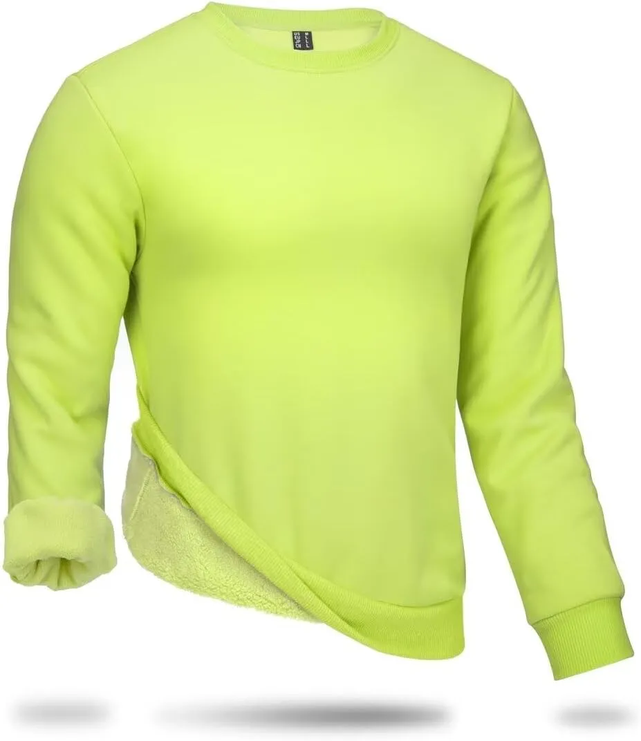 Boladeci Men's Crewneck Sweatshirt Fleece Lined Long Sleeve No Hood Winter Thermal Workout Casual Pullover Sweat-Shirts