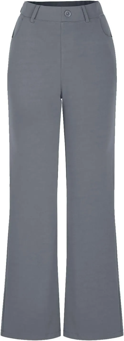 Bootcut Dress Pants Women Business Casual High Waisted Work Pants Tummy Control Pull On Regular Fit Slacks w/Pockets