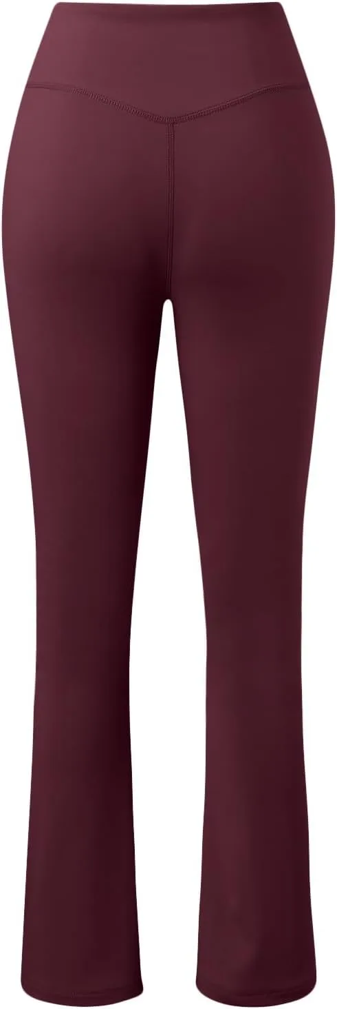 Bootcut Leg Yoga Pants for Women Elastic High Waist Flare Leggings to Hide Tummy Elegant Stretch Butt Lifting Trouser