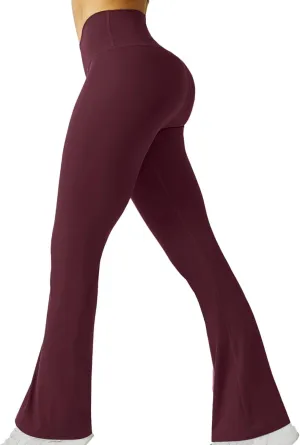 Bootcut Leg Yoga Pants for Women Elastic High Waist Flare Leggings to Hide Tummy Elegant Stretch Butt Lifting Trouser