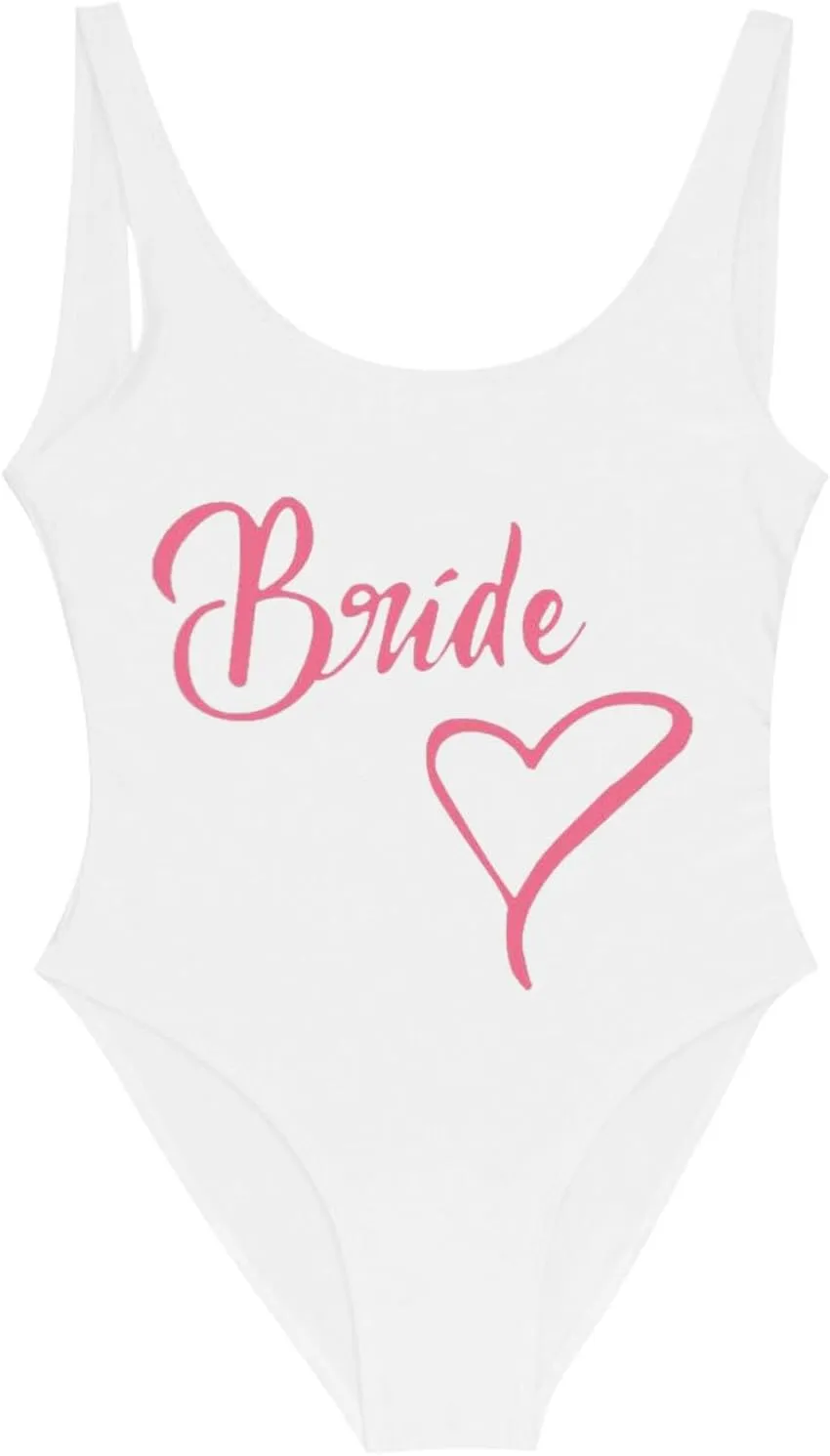 Bride Swimsuits Womens Bathing Suits One Piece High Cut Bridal Monokini Swimwear Bridesmaid Team Backless Bikinis Beachwear
