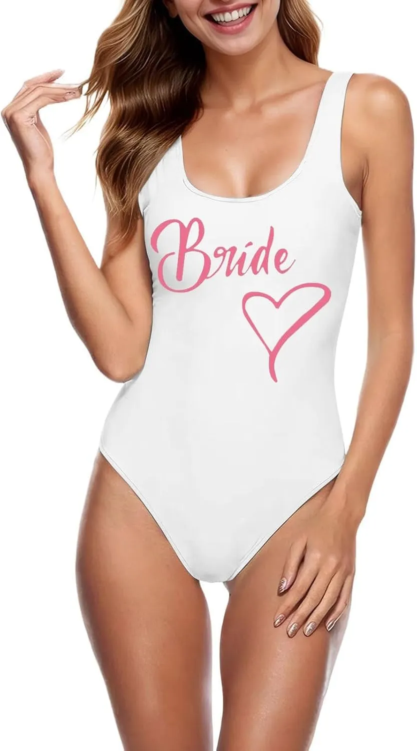 Bride Swimsuits Womens Bathing Suits One Piece High Cut Bridal Monokini Swimwear Bridesmaid Team Backless Bikinis Beachwear
