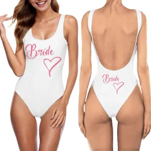 Bride Swimsuits Womens Bathing Suits One Piece High Cut Bridal Monokini Swimwear Bridesmaid Team Backless Bikinis Beachwear