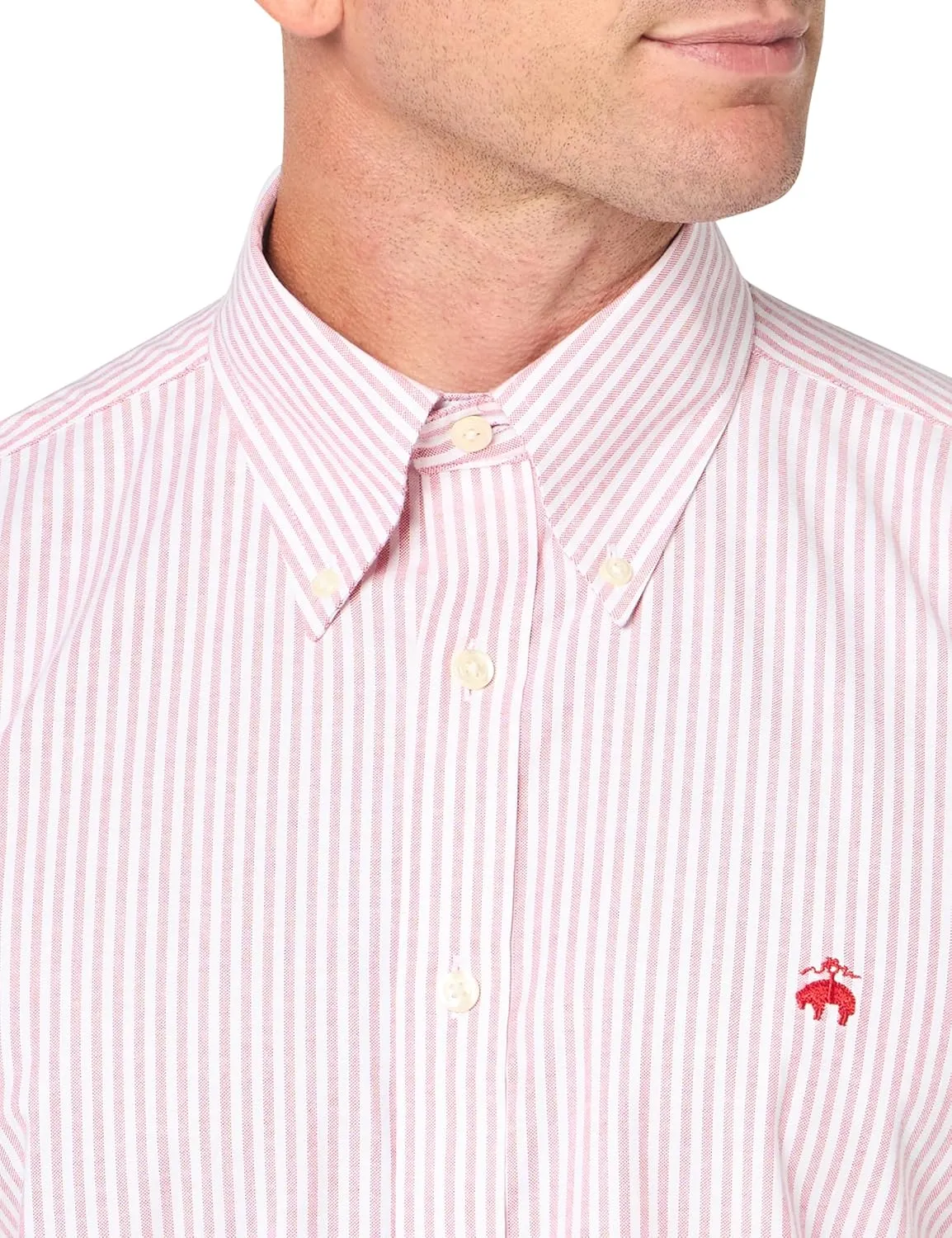 Brooks Brothers Men's Non-Iron Stretch Oxford Sport Shirt Long Sleeve Stripe