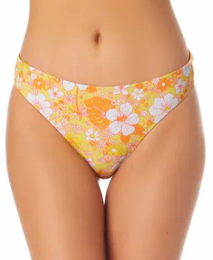 California Waves Junior's Printed Bikini Bottoms Swimsuit Yellow
