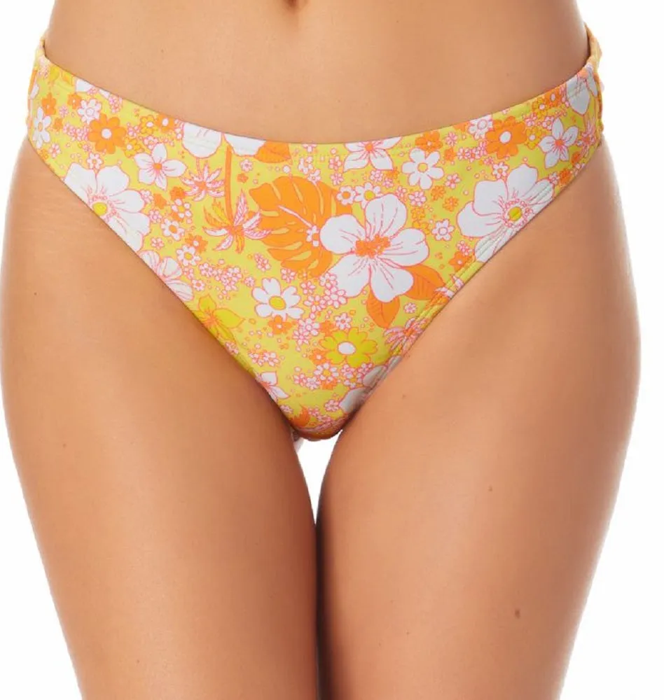 California Waves Junior's Printed Bikini Bottoms Swimsuit Yellow