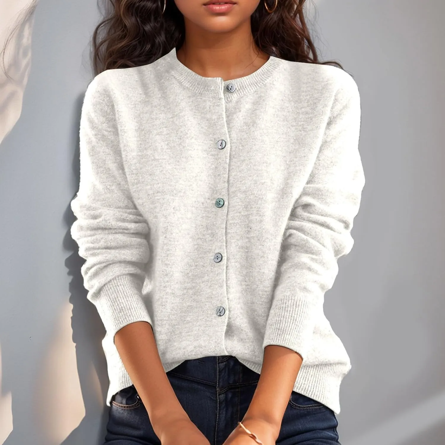 Cardigan Sweaters for Women Casual Long Sleeve Open Front Button Down Knit Outwear Soft Comfy Fashion Clothes