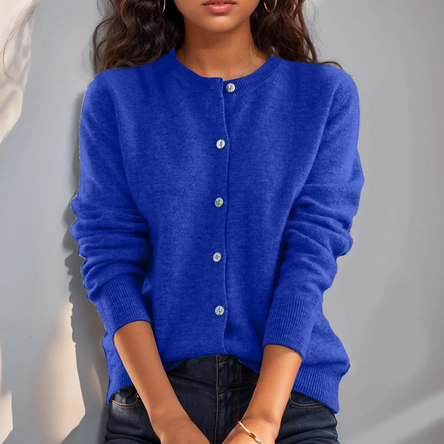 Cardigan Sweaters for Women Casual Long Sleeve Open Front Button Down Knit Outwear Soft Comfy Fashion Clothes