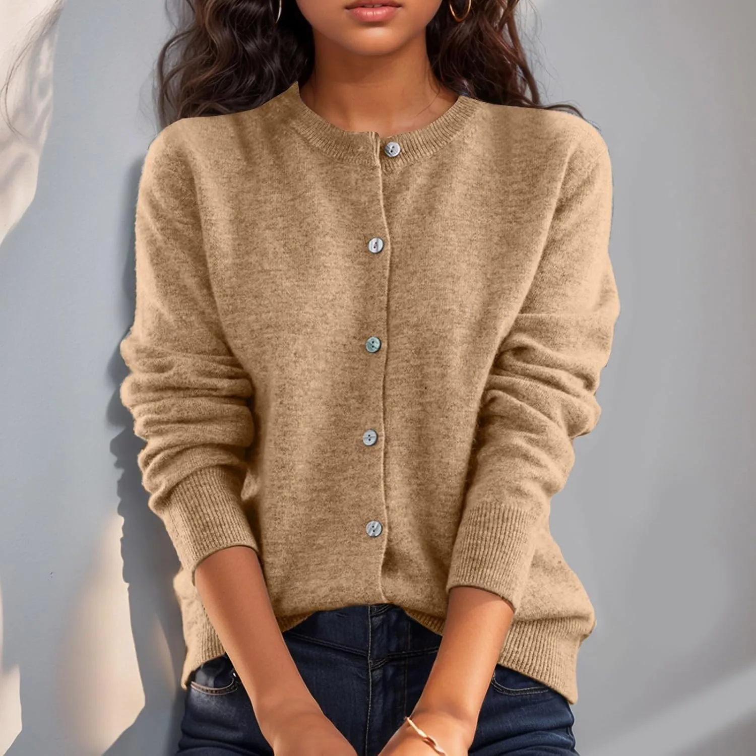 Cardigan Sweaters for Women Casual Long Sleeve Open Front Button Down Knit Outwear Soft Comfy Fashion Clothes