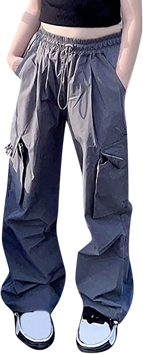Cargo Pants for Girls Casual High Waisted Drawstring Loose Fit Pants Aesthetic Clothing Teen Girls Jogger Pants 3-14T