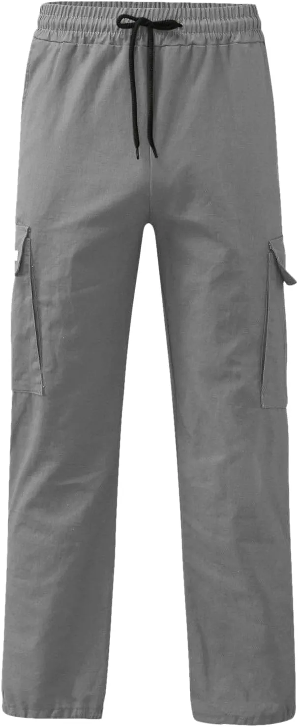Cargo Pants for Men, Multiple Pockets Solid Pants Outdoor Straight Leg Fitness Long Pant Athletic Tactical Pants