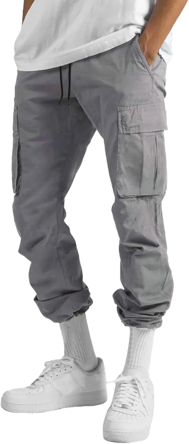 Cargo Pants for Men, Multiple Pockets Solid Pants Outdoor Straight Leg Fitness Long Pant Athletic Tactical Pants