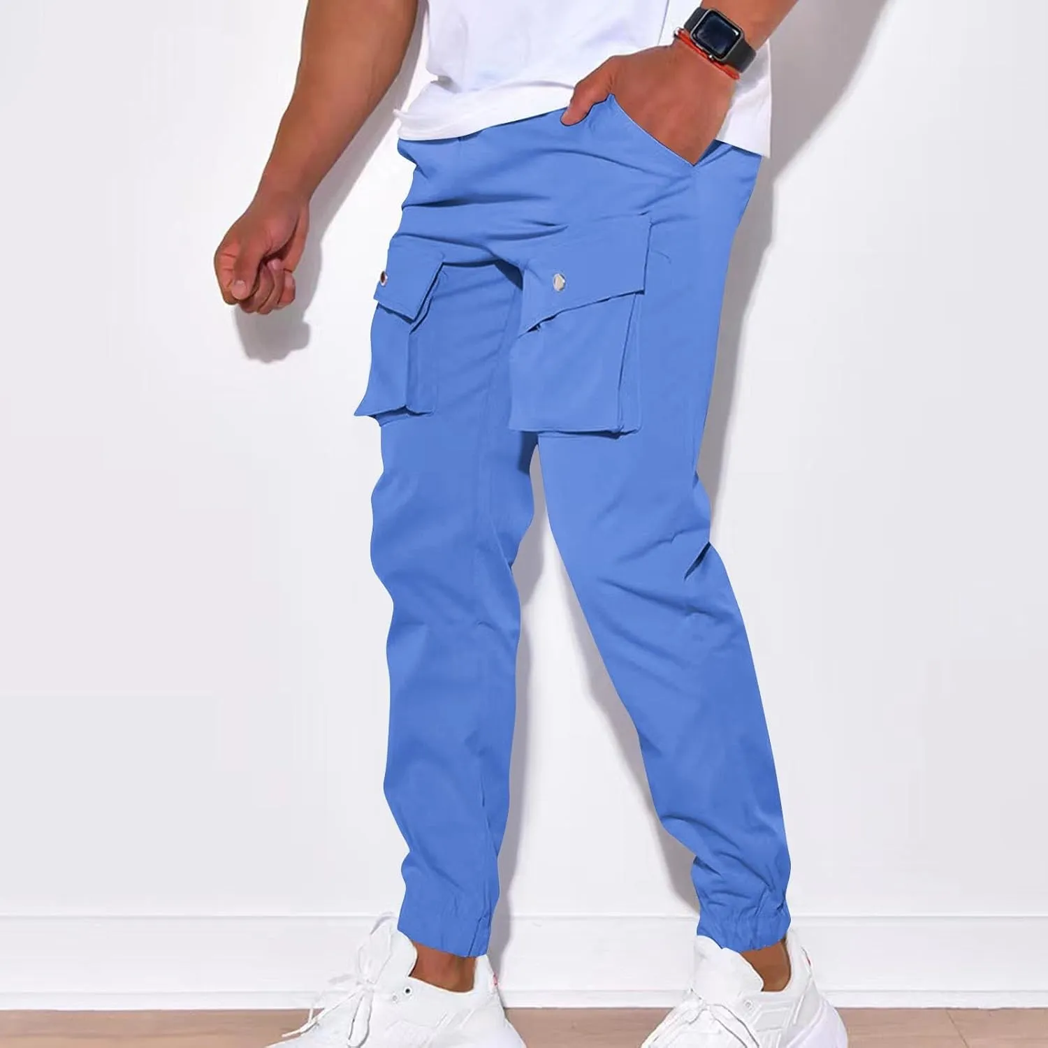 Cargo Pants Men Slim Fit Tapered Lightweight Mens Joggers with Pockets Ripstop Causal Outdoor Athletic Hiking Pants