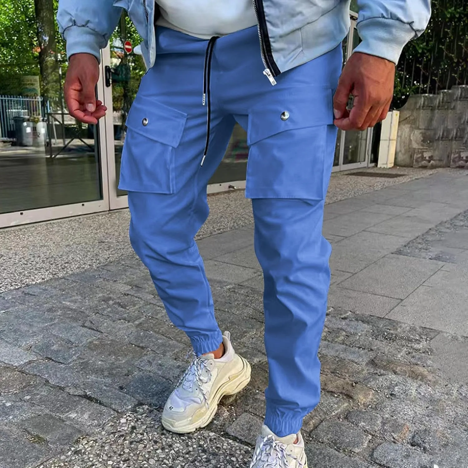 Cargo Pants Men Slim Fit Tapered Lightweight Mens Joggers with Pockets Ripstop Causal Outdoor Athletic Hiking Pants