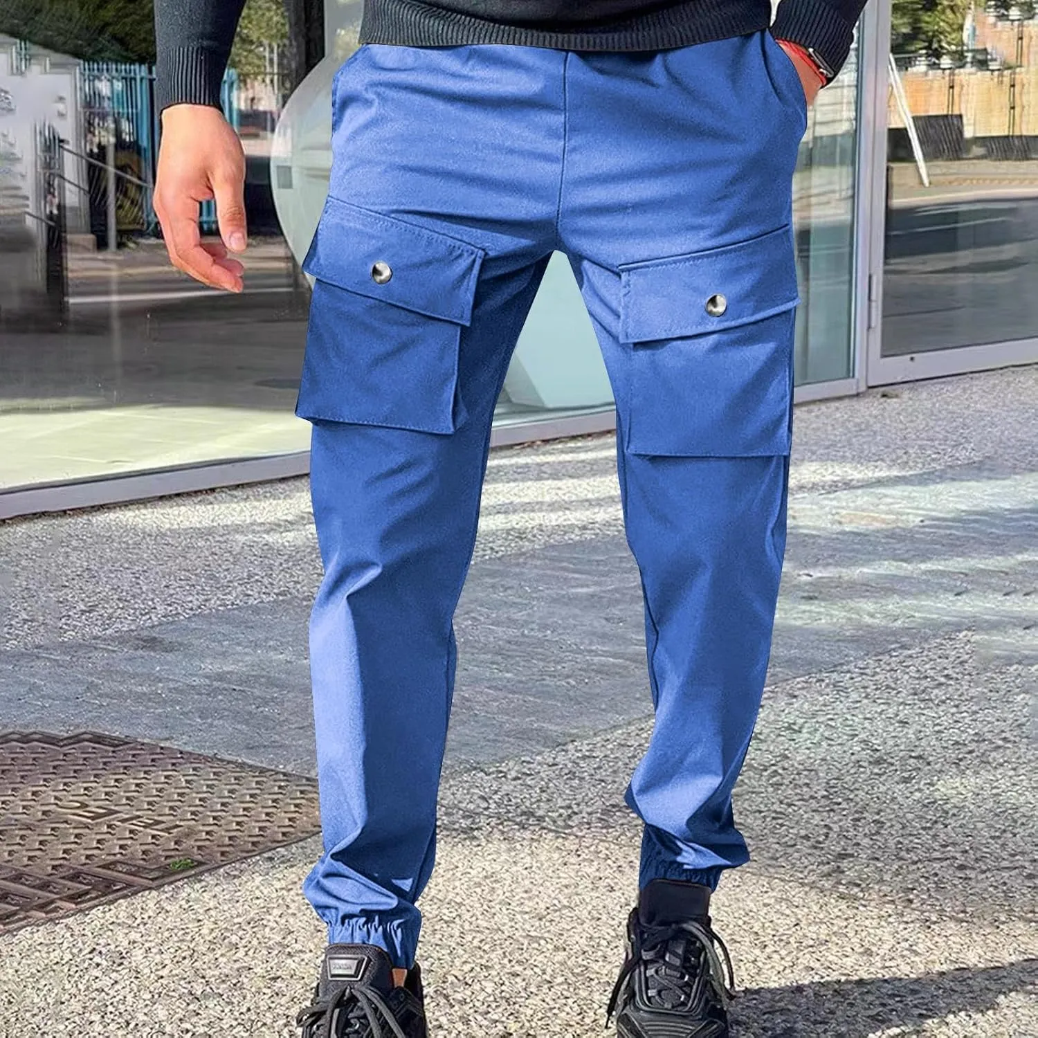 Cargo Pants Men Slim Fit Tapered Lightweight Mens Joggers with Pockets Ripstop Causal Outdoor Athletic Hiking Pants